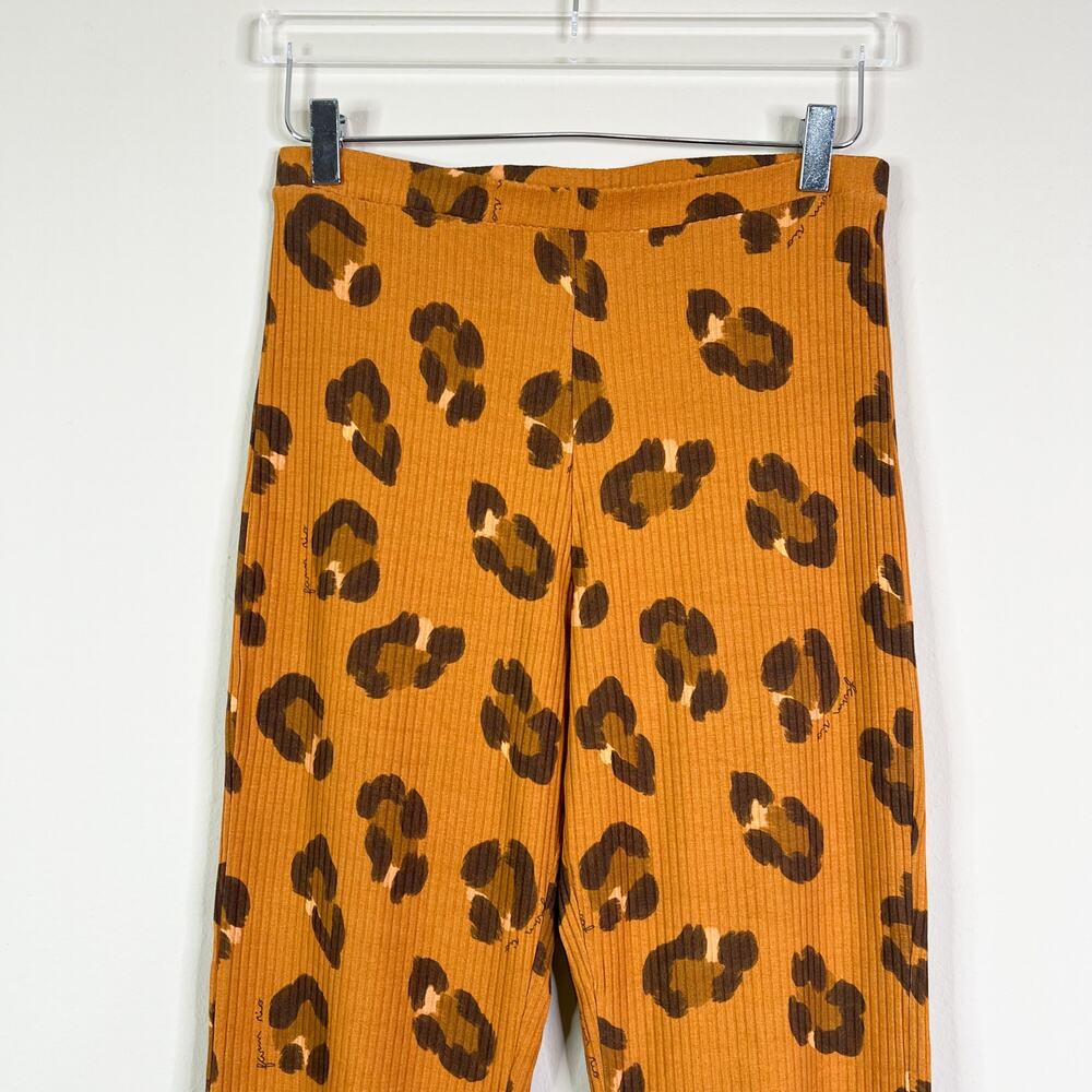 FARM Rio | Leopard Cheetah Print Ribbed Pull On Flare Lounge Pants Large L - Picture 3 of 10